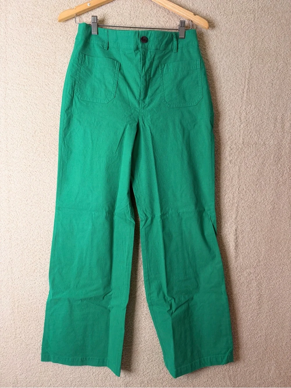 J.Crew Lizzie High Rise Patch Pocket Wide Leg Pant Emerald Berry Size 29 NWT